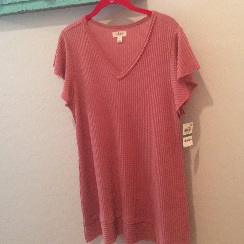 Style & Co Boho Pink Textured Pullover Top